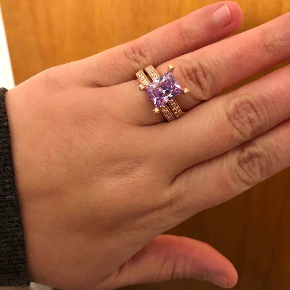 Lavender 18k rose gold over sterling silver rings